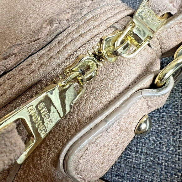 Steve Madden Crossbody Bag Tan Saddle Messenger Handbag Purse Faux Leather Suede - Picture 11 of 14